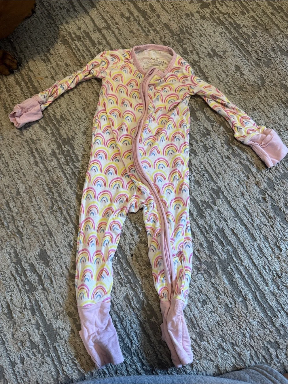 Little sleepies Pink Rainbow Print Kids One-Piece Pajamas 3-6 month